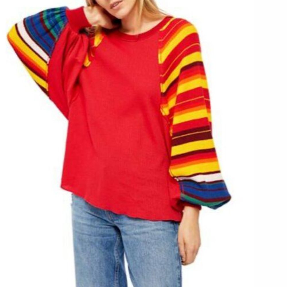 Free People Rainbow Dreams Batwing Sleeve Knit Top